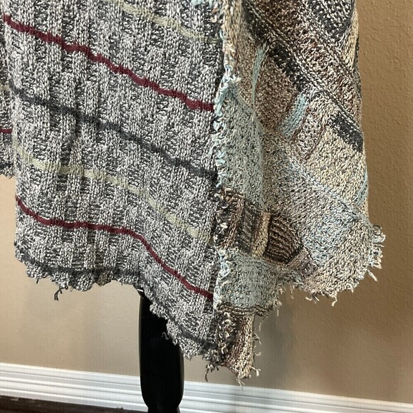 BKE Women Gray Open Front Cardigan SZ L Knit Tunic Sweater Raw Edge Bohemian U3 - Picture 9 of 12
